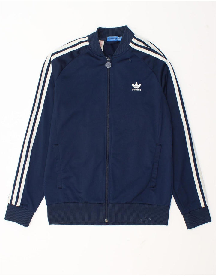 Giacca da tuta da ragazzo Adidas 13-14 anni in poliestere blu navy