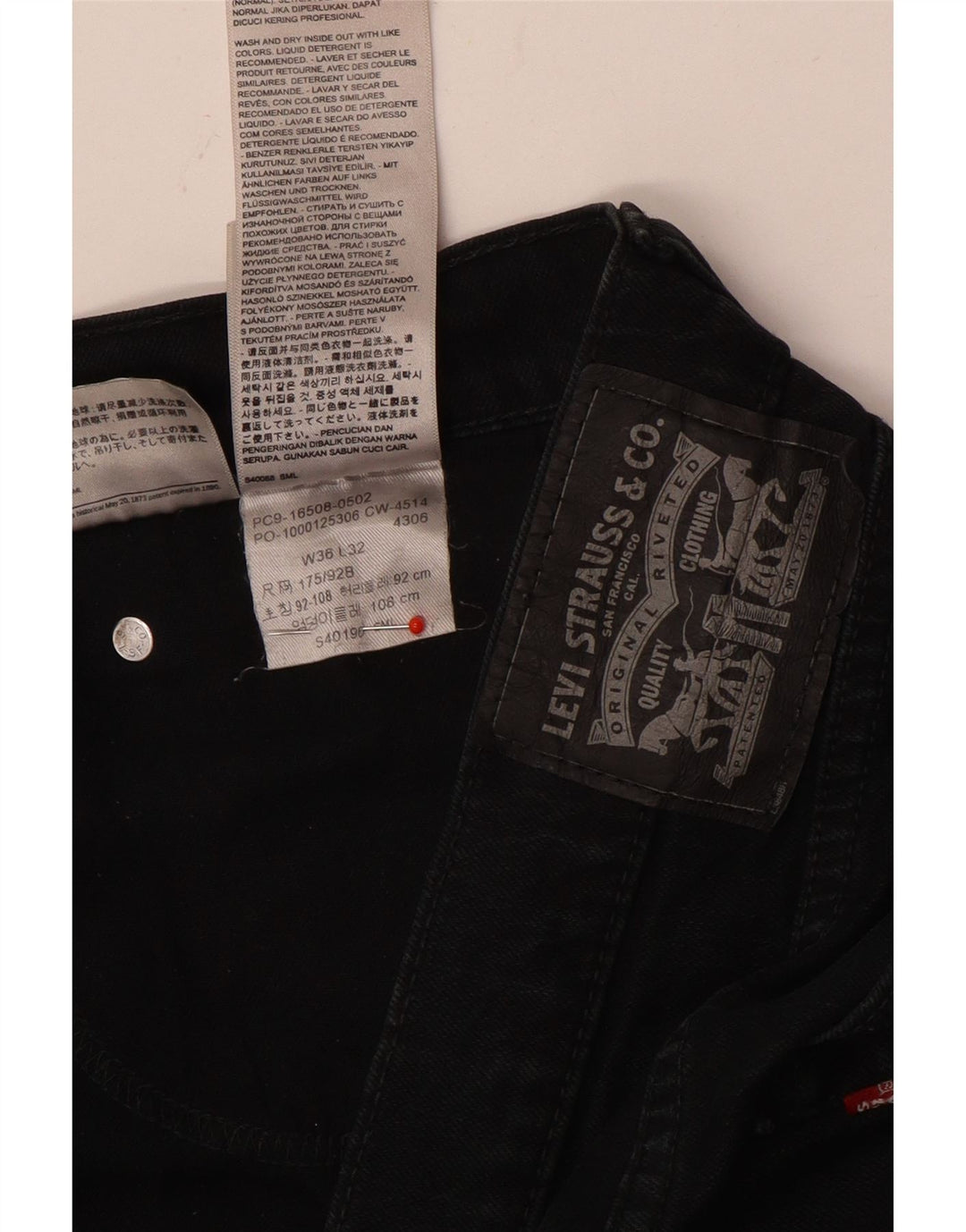 Jeans slim da uomo Levi's W36 L32 cotone nero