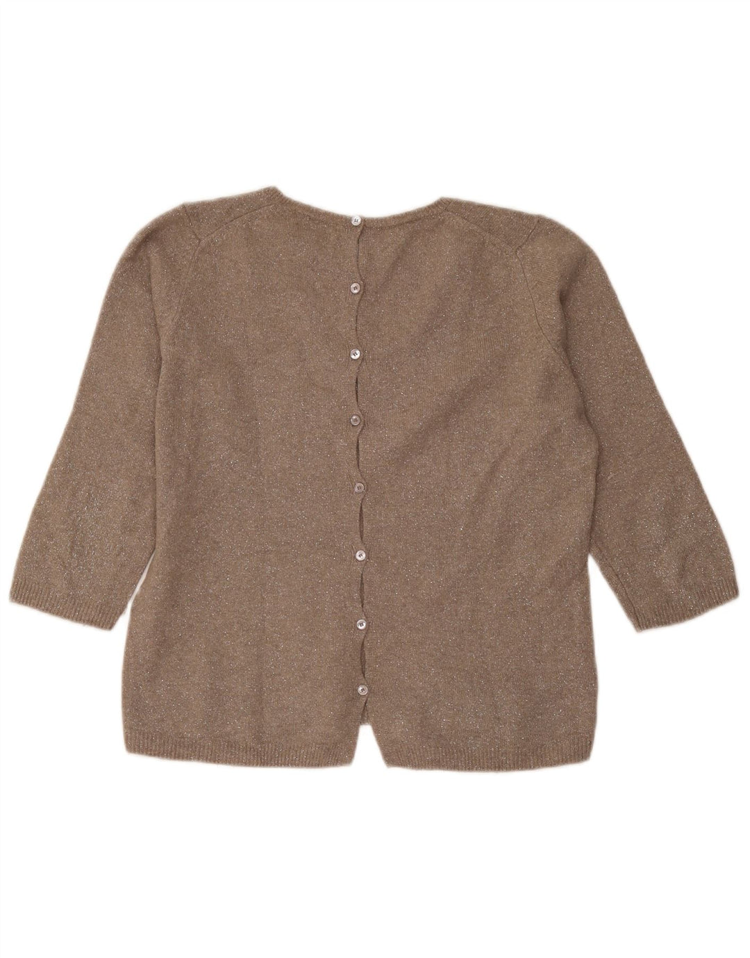 Massimo Dutti Maglione da donna con scollo a V maniche a 3/4 UK 14 Marrone medio