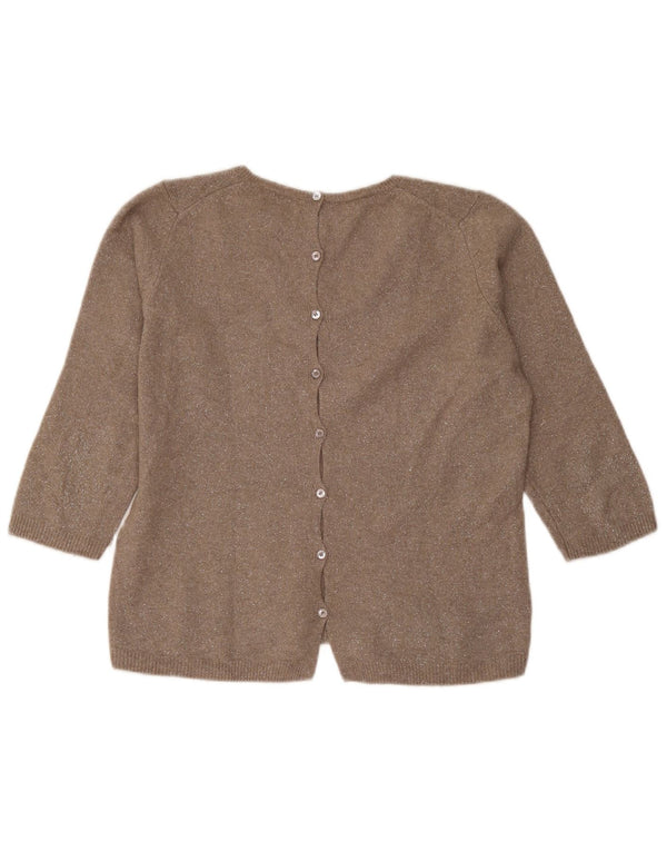 Massimo Dutti Maglione da donna con scollo a V maniche a 3/4 UK 14 Marrone medio