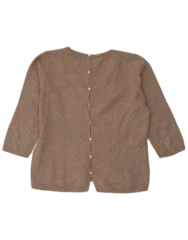 Massimo Dutti Maglione da donna con scollo a V maniche a 3/4 UK 14 Marrone medio