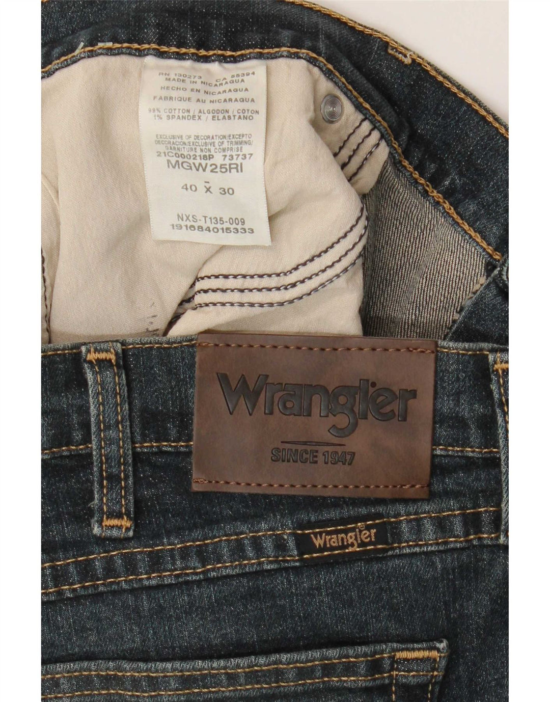 Jeans dritti da uomo Wrangler vestibilità regolare W40 L30 cotone blu
