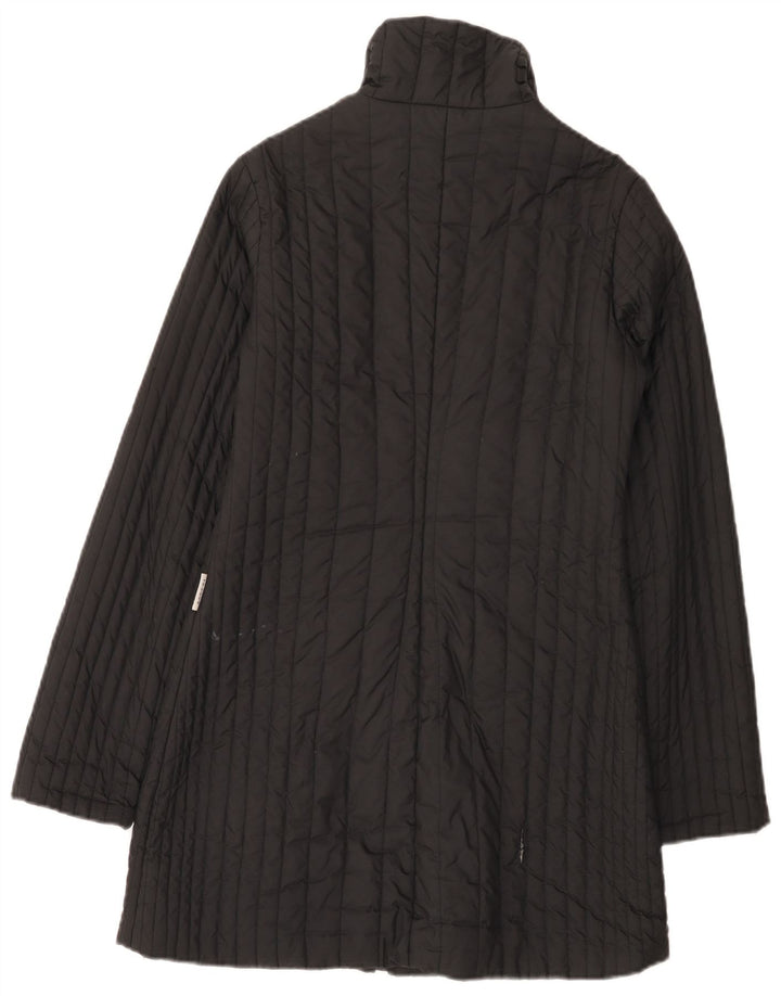 Cappotto imbottito da donna vintage UK 10 piccolo poliestere nero