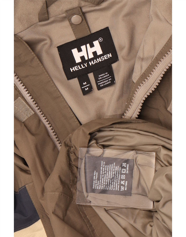 Giacca antipioggia con cappuccio da uomo Helly Hansen UK 38 Nylon color block marrone medio