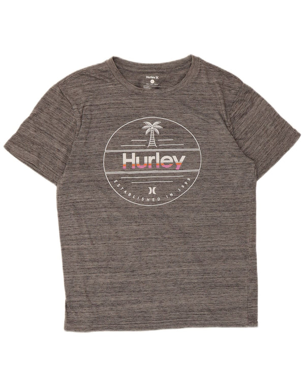 T-shirt grafica Hurley Petit da donna, taglia UK 10, piccola, in poliestere chiazzato grigio