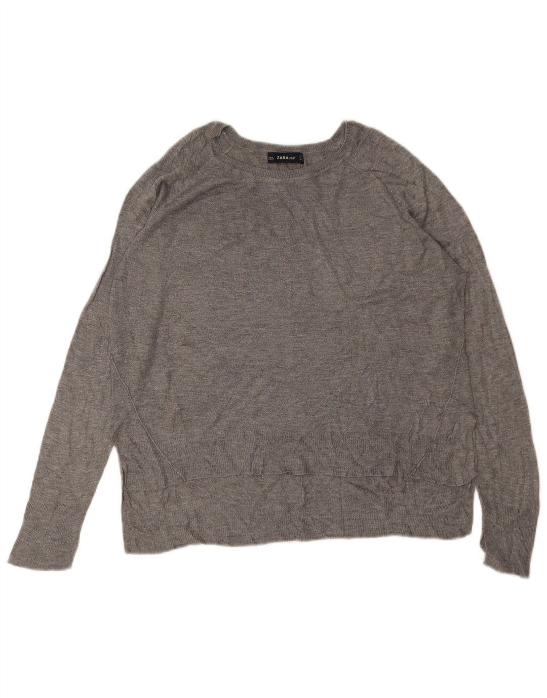 Maglione maglione con scollo a barca da donna Zara UK 14 Grigio medio
