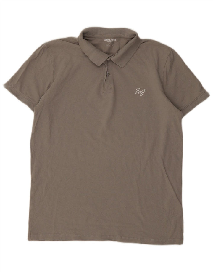 Polo da uomo Jack & Jones grande in cotone grigio