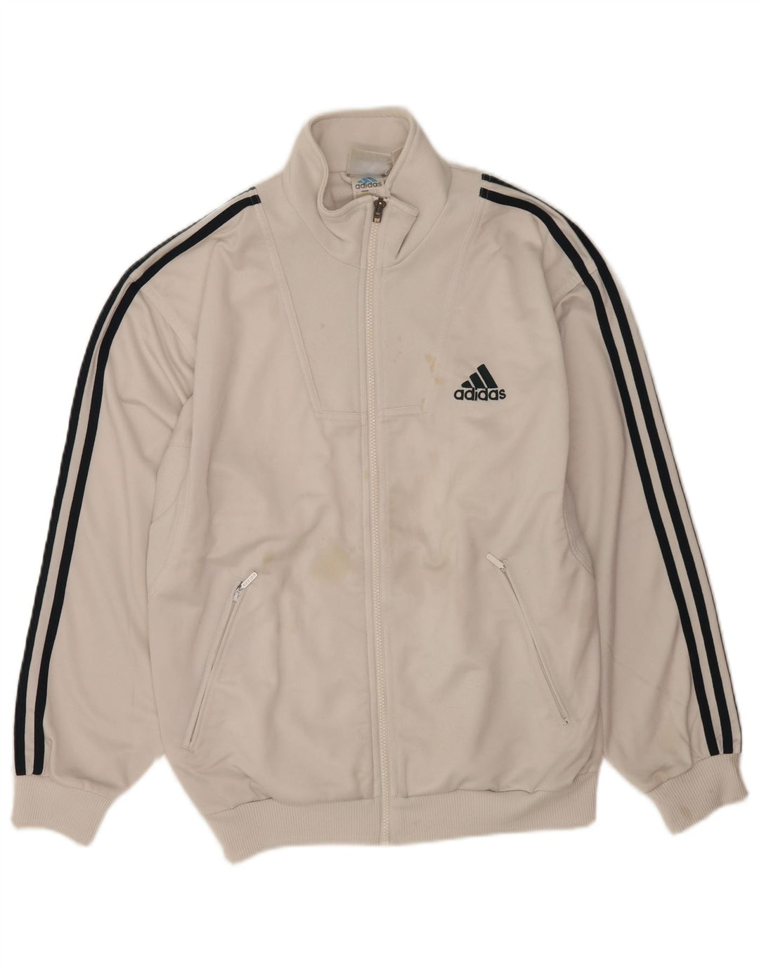 Giacca da tuta da uomo Adidas UK 38/40 poliestere bianco medio