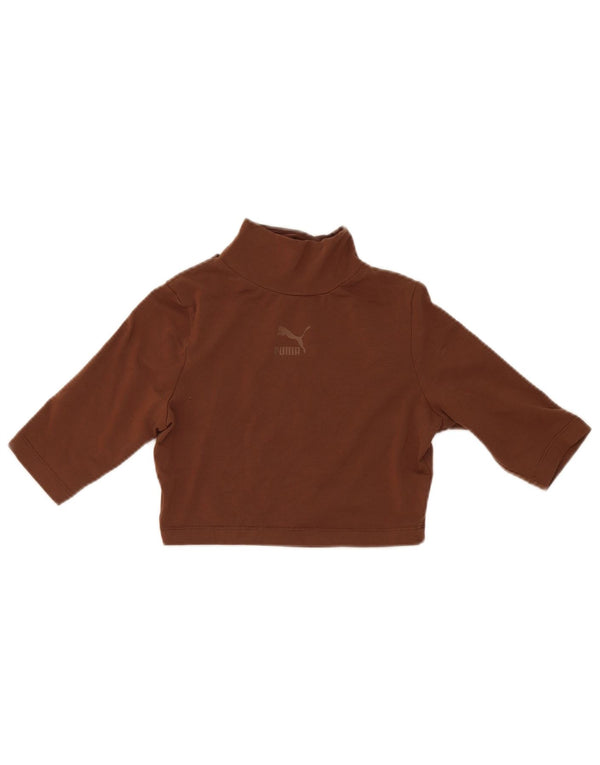 Top corto da donna Puma UK 10 piccolo cotone marrone