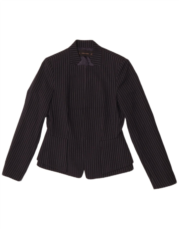 Giacca blazer aperta da donna Zara UK 8 piccola gessata blu navy