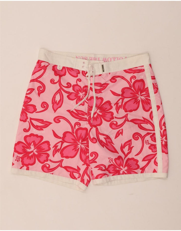 Pantaloncini da bagno da uomo SUNDEK grandi poliestere floreale rosa