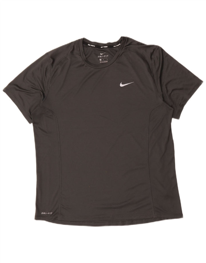 T-shirt Nike Dri Fit da uomo, top in poliestere grigio medio