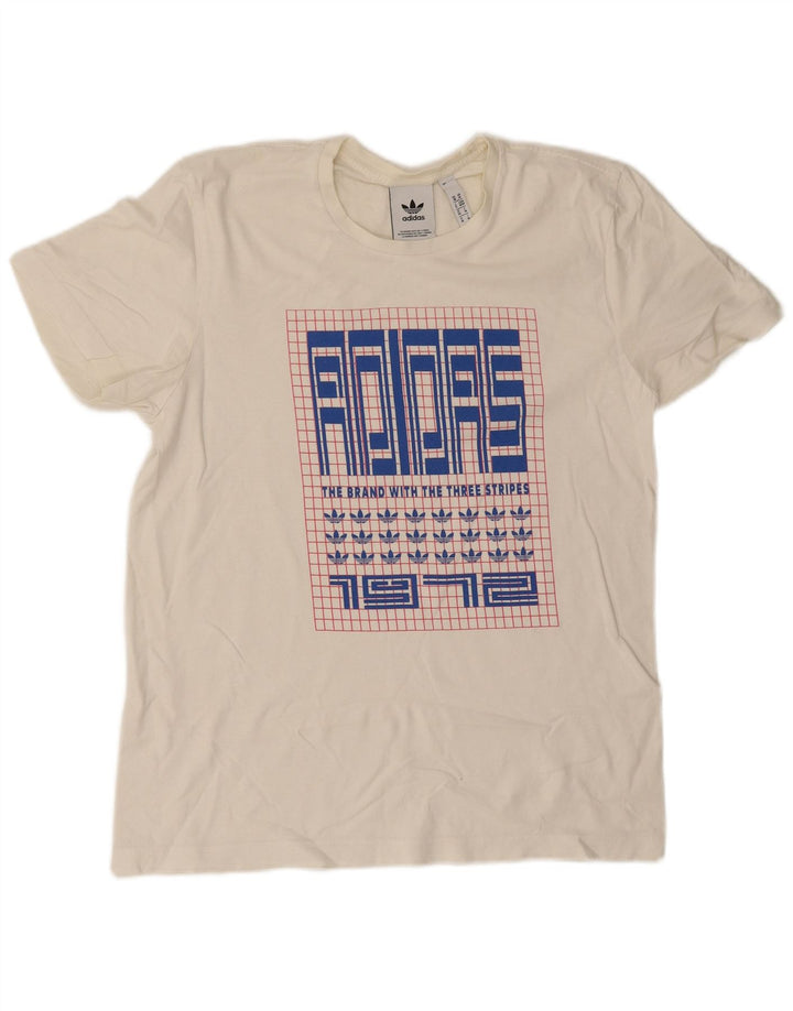 T-shirt grafica da uomo Adidas Top in cotone bianco sporco medio