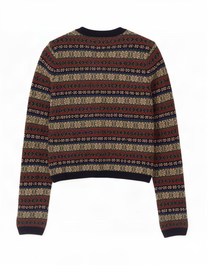 Maglione cardigan da donna Zara UK 10 piccolo multicolore Fair Isle in poliammide