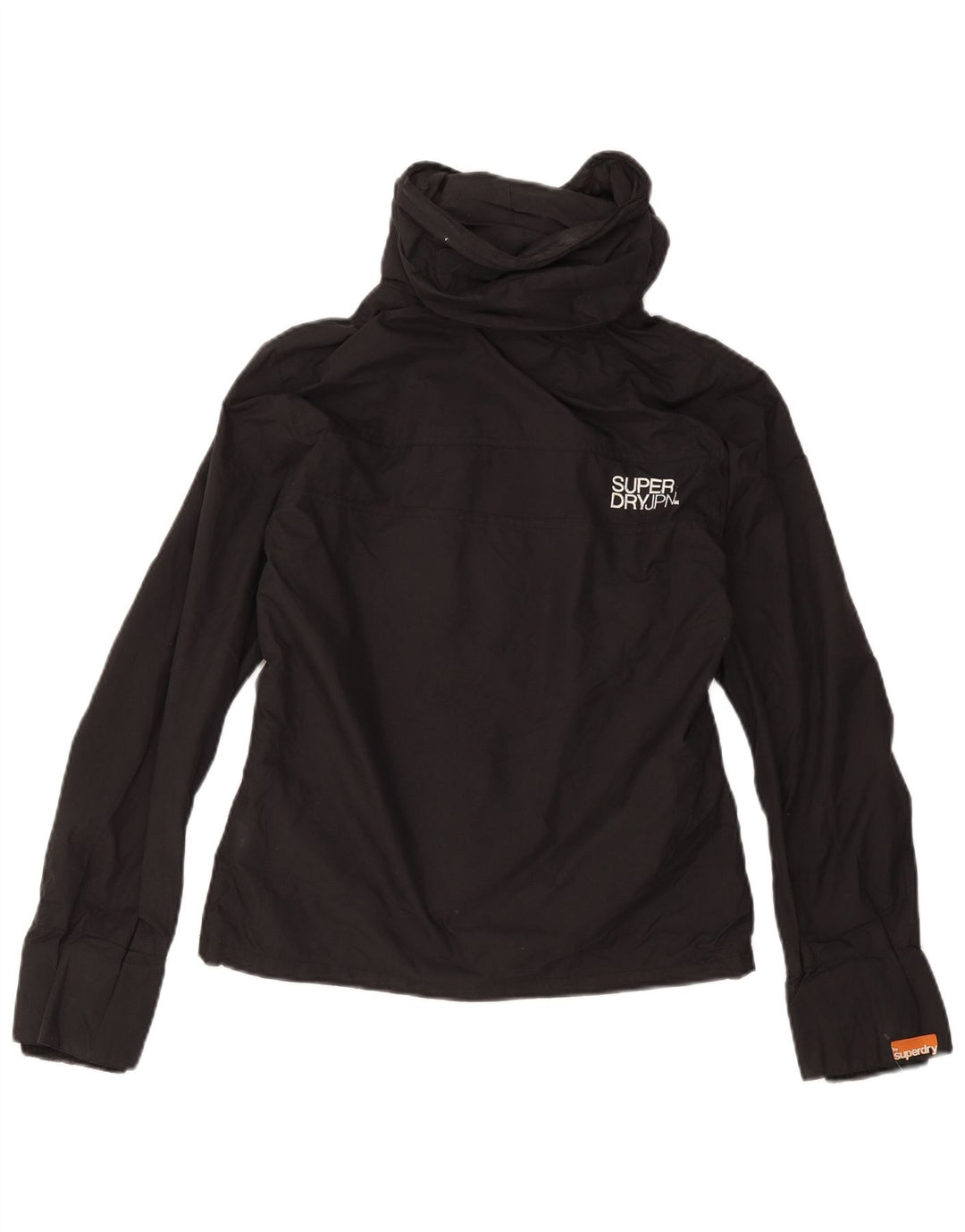 Giacca antipioggia con cappuccio grafica da donna SUPERDRY UK 14 nylon nero medio