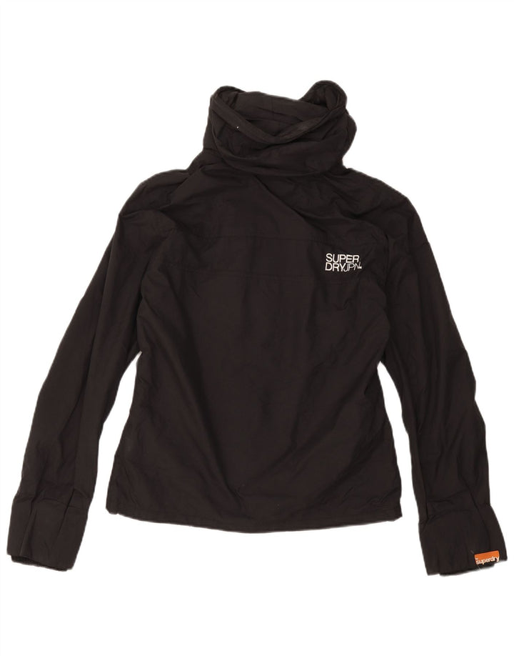 Giacca antipioggia con cappuccio grafica da donna SUPERDRY UK 14 nylon nero medio