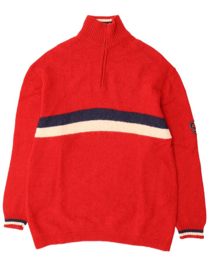 Maglione Diadora da uomo con zip e collo 2XL in lana color block rosso
