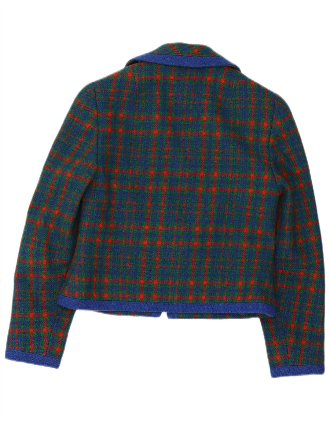 Giacca blazer vintage da donna UK 10 piccolo plaid verde retrò