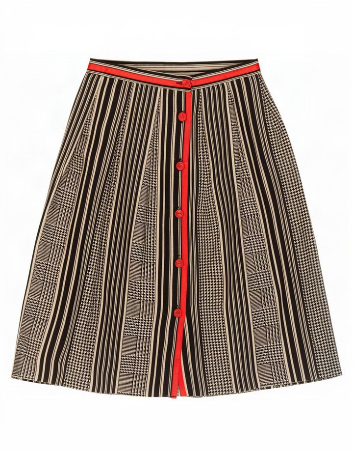 Gonna a trapezio da donna vintage IT 42 media W25 lana pied de poule nera