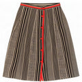 Gonna a trapezio da donna vintage IT 42 media W25 lana pied de poule nera