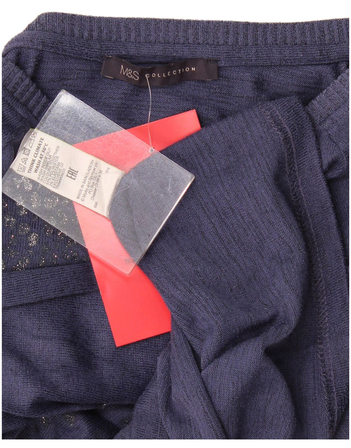 Top tunica a maniche lunghe da donna Marks & Spencer UK 10 Small Blu Navy