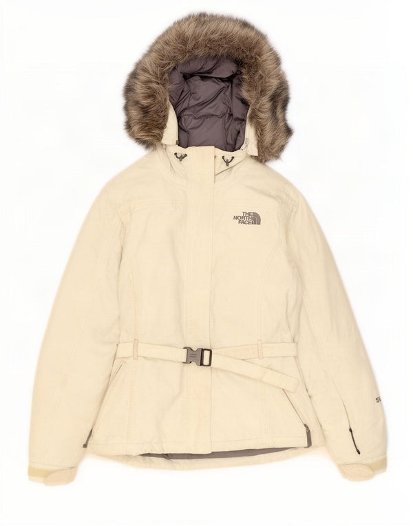 Giacca imbottita con cappuccio da donna The North Face UK 14 nylon bianco sporco medio