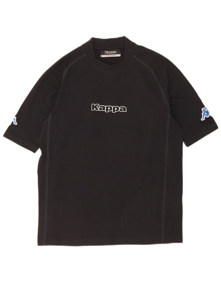 T-shirt grafica da uomo Kappa Top grande in poliestere nero