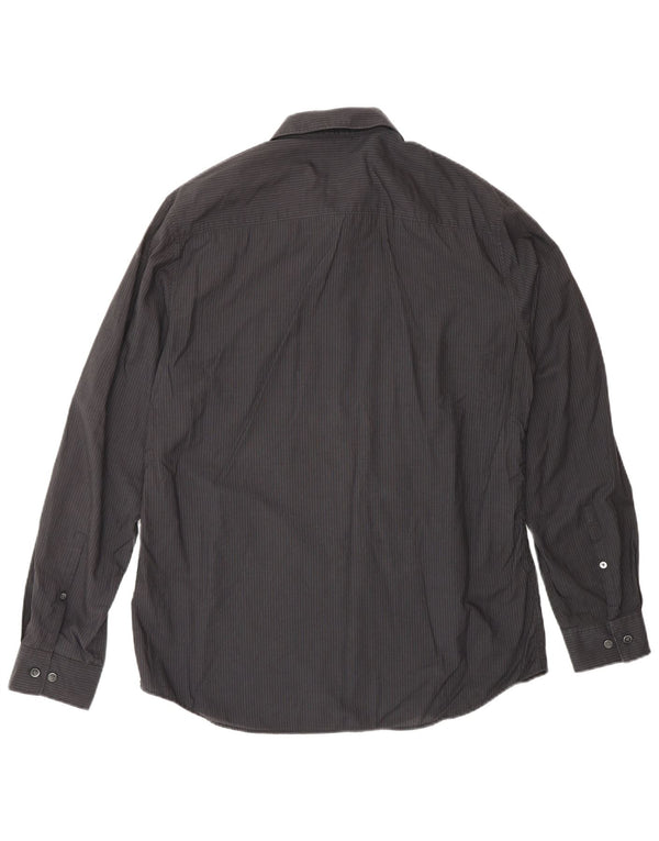 CALVIN KLEIN Camicia Uomo Cotone Rigato Medio Nero