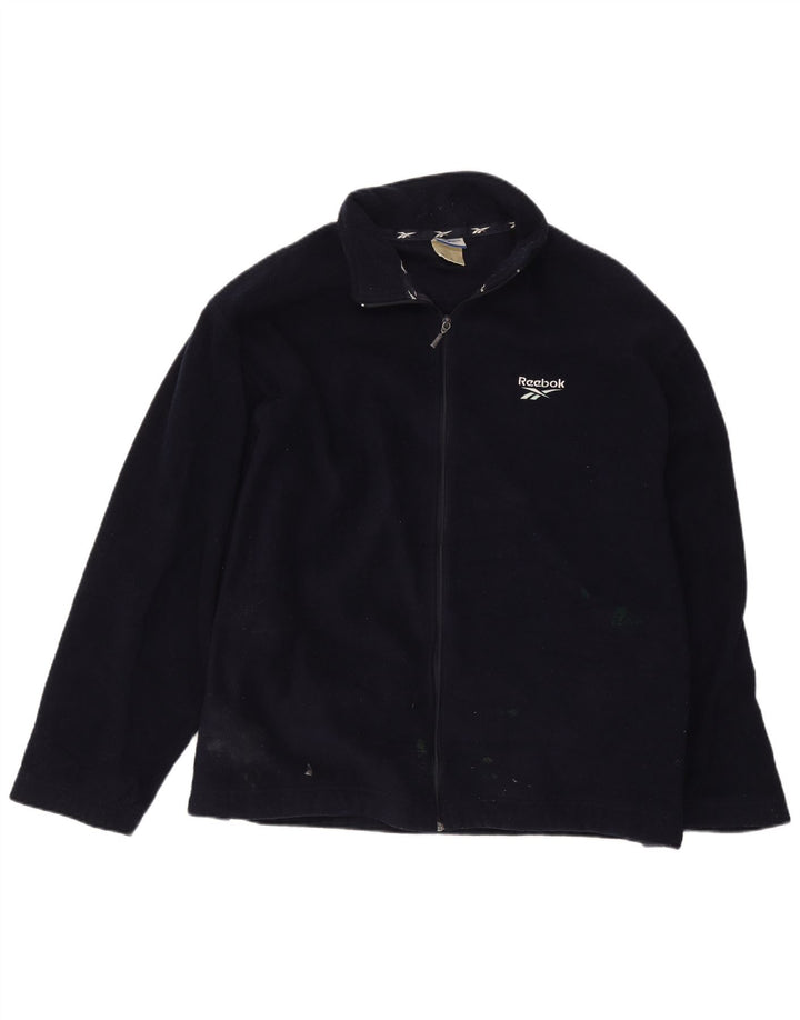 Giacca in pile da uomo Reebok UK 40 Large blu navy in poliestere