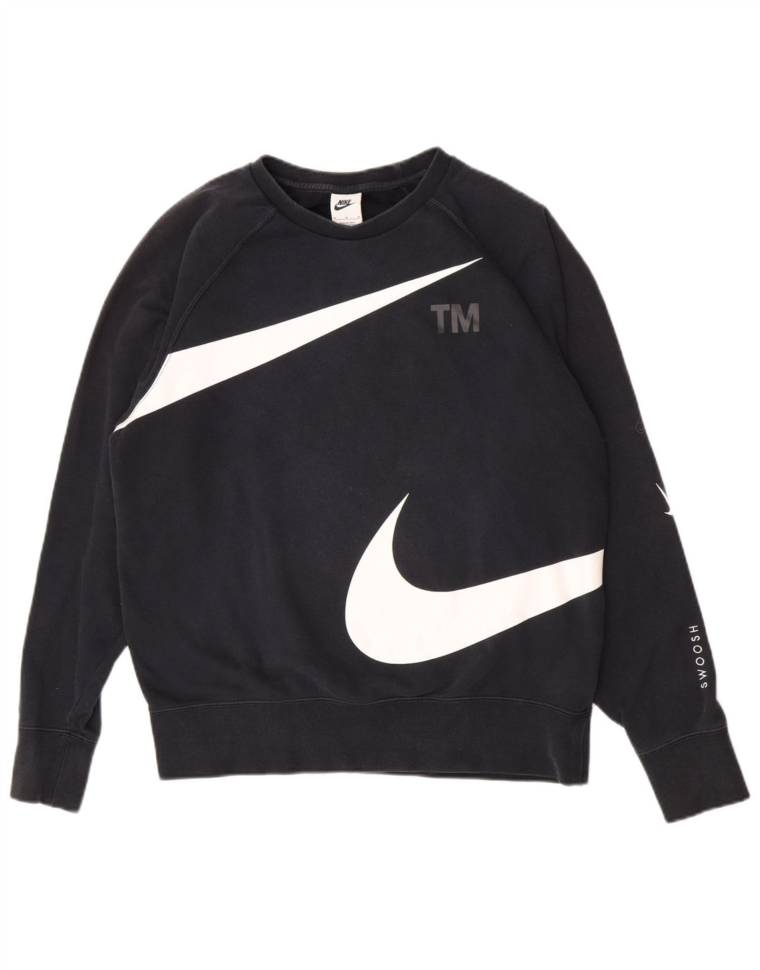 Felpa con grafica Swoosh Nike da uomo, cotone medio nero