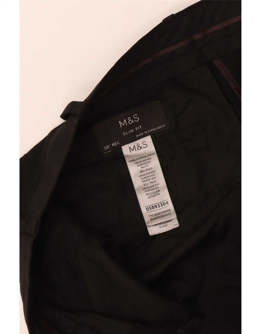 Pantaloni da abito slim fit da uomo Marks & Spencer W38 L28 poliestere nero