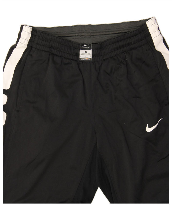 Pantaloni da tuta NIKE Therma-Fit da uomo, grandi, in poliestere color block nero