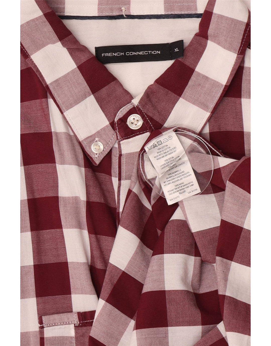 Camicia da uomo French Connection XL in cotone a quadretti bordeaux