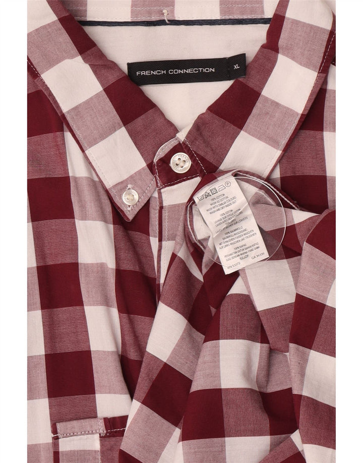 Camicia da uomo French Connection XL in cotone a quadretti bordeaux