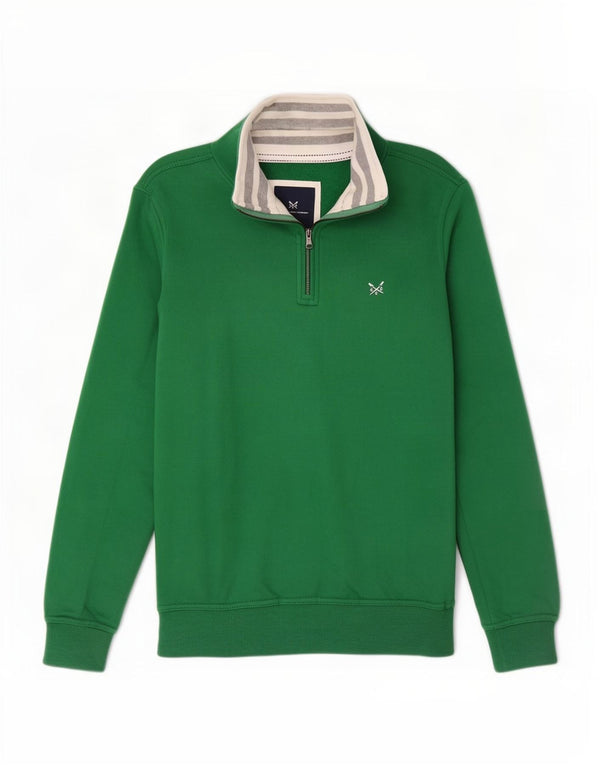 Crew Clothing Felpa con collo con zip da uomo Maglione XS Verde Cotone