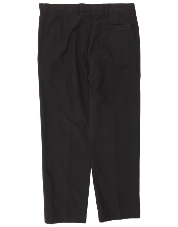 Pantaloni da abito regolari da uomo Marks & Spencer W34 L29 poliestere nero