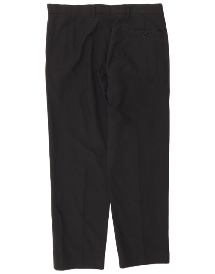 Pantaloni da abito regolari da uomo Marks & Spencer W34 L29 poliestere nero