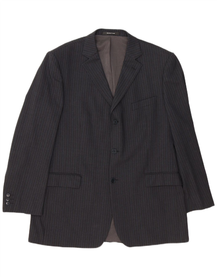 BALMAIN Mens Paris 3 Button Blazer Jacket UK 44 2XL Grey Pinstripe