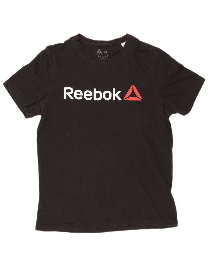 T-shirt grafica da uomo Reebok Top in cotone nero medio