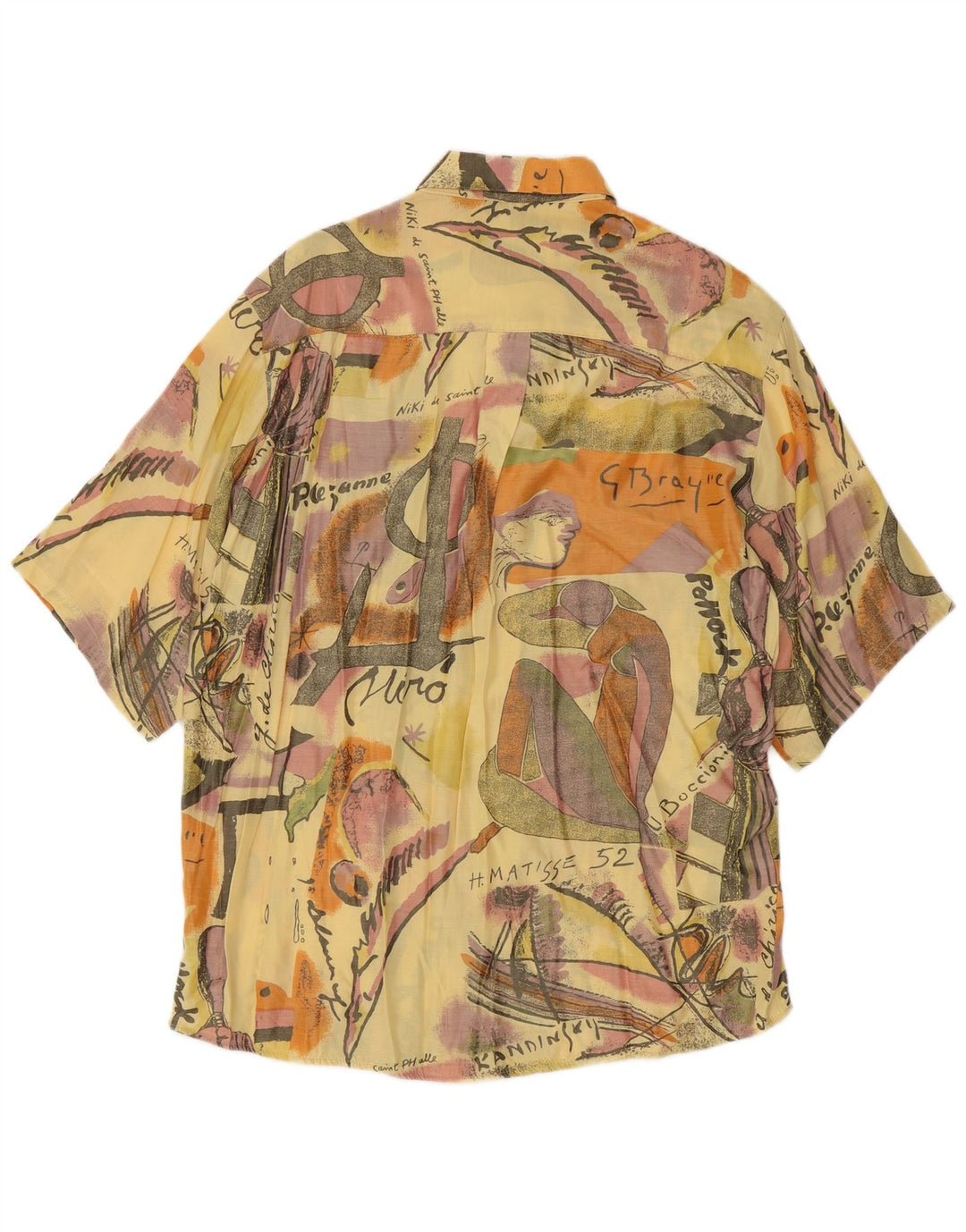 Camicia a maniche corte da uomo con motivo astratto Jacky Peer XL in viscosa gialla