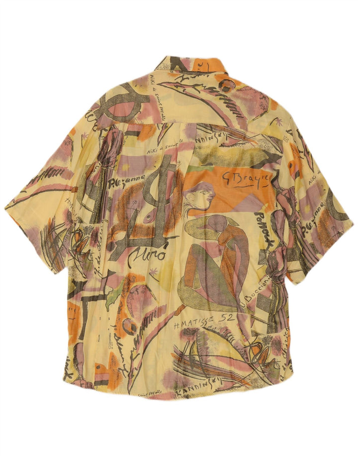 Camicia a maniche corte da uomo con motivo astratto Jacky Peer XL in viscosa gialla