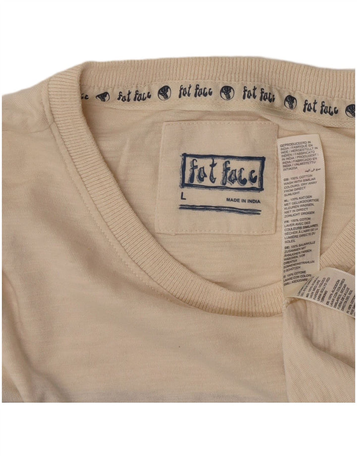 T-shirt da uomo Fat Face Top grande in cotone color block beige