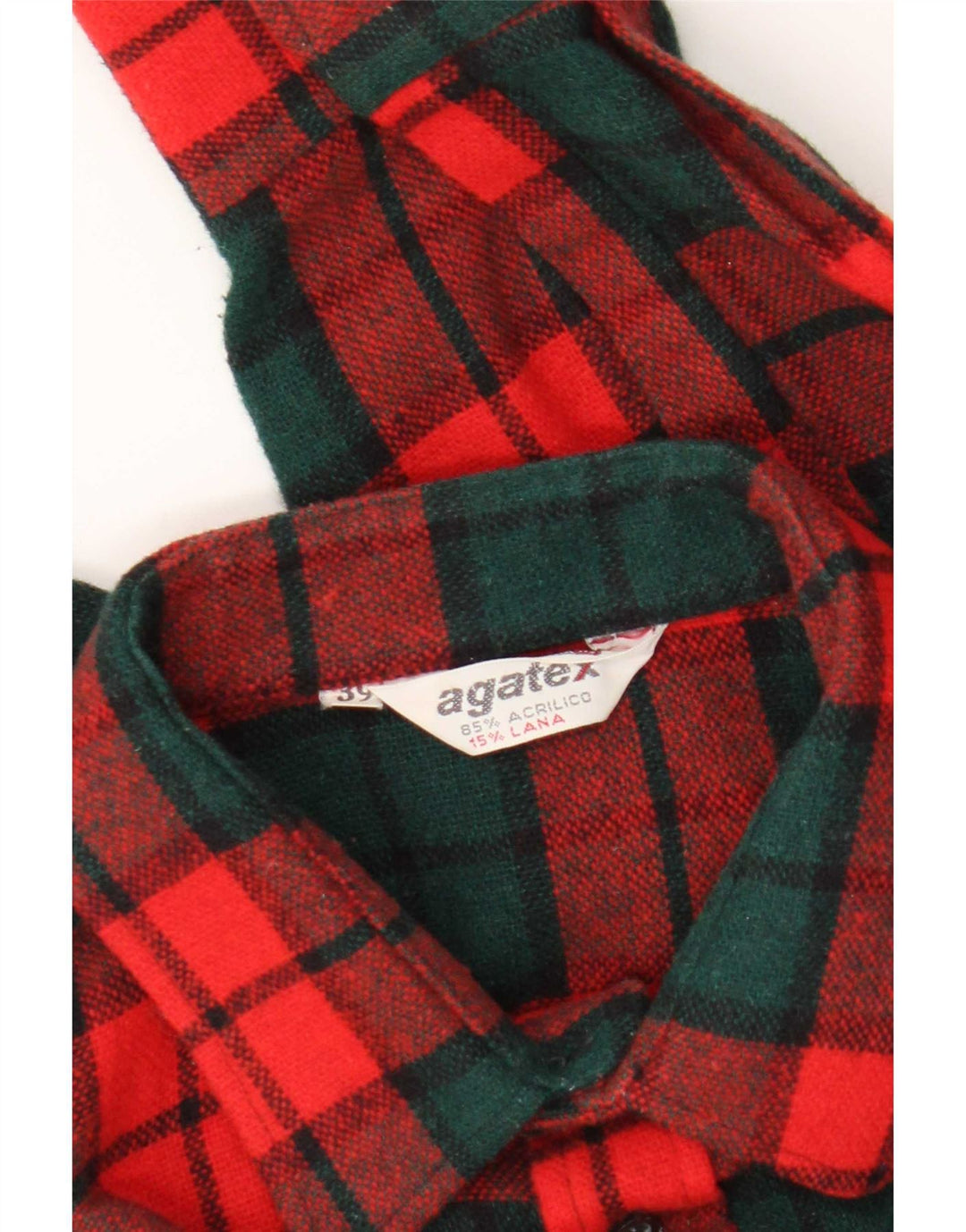 Camicia in flanella da uomo Agatex taglia 39 acrilico medio a quadri rossi
