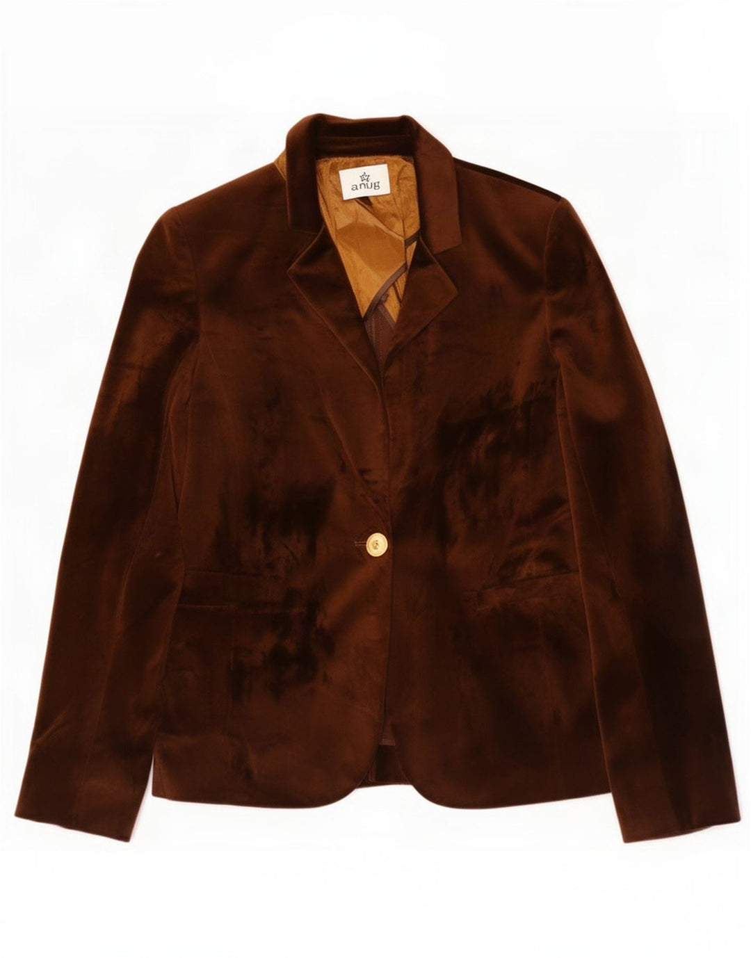 Giacca blazer vintage in velluto da donna IT 42 Poliestere marrone medio