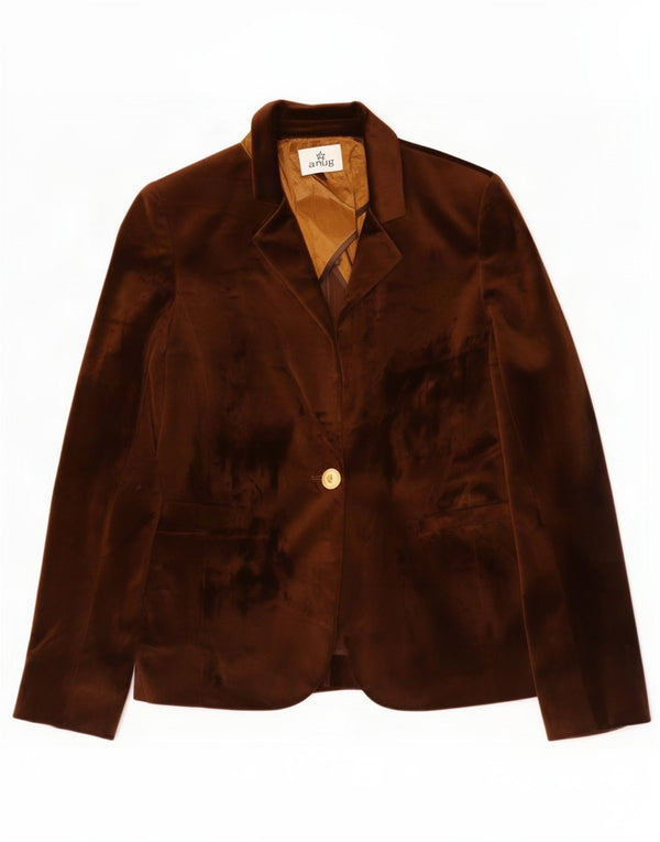 Giacca blazer vintage in velluto da donna IT 42 Poliestere marrone medio