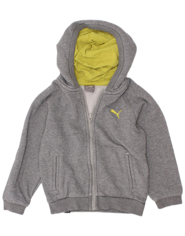 Maglione con cappuccio e zip Puma per ragazzi 2-3 anni in cotone chiazzato grigio