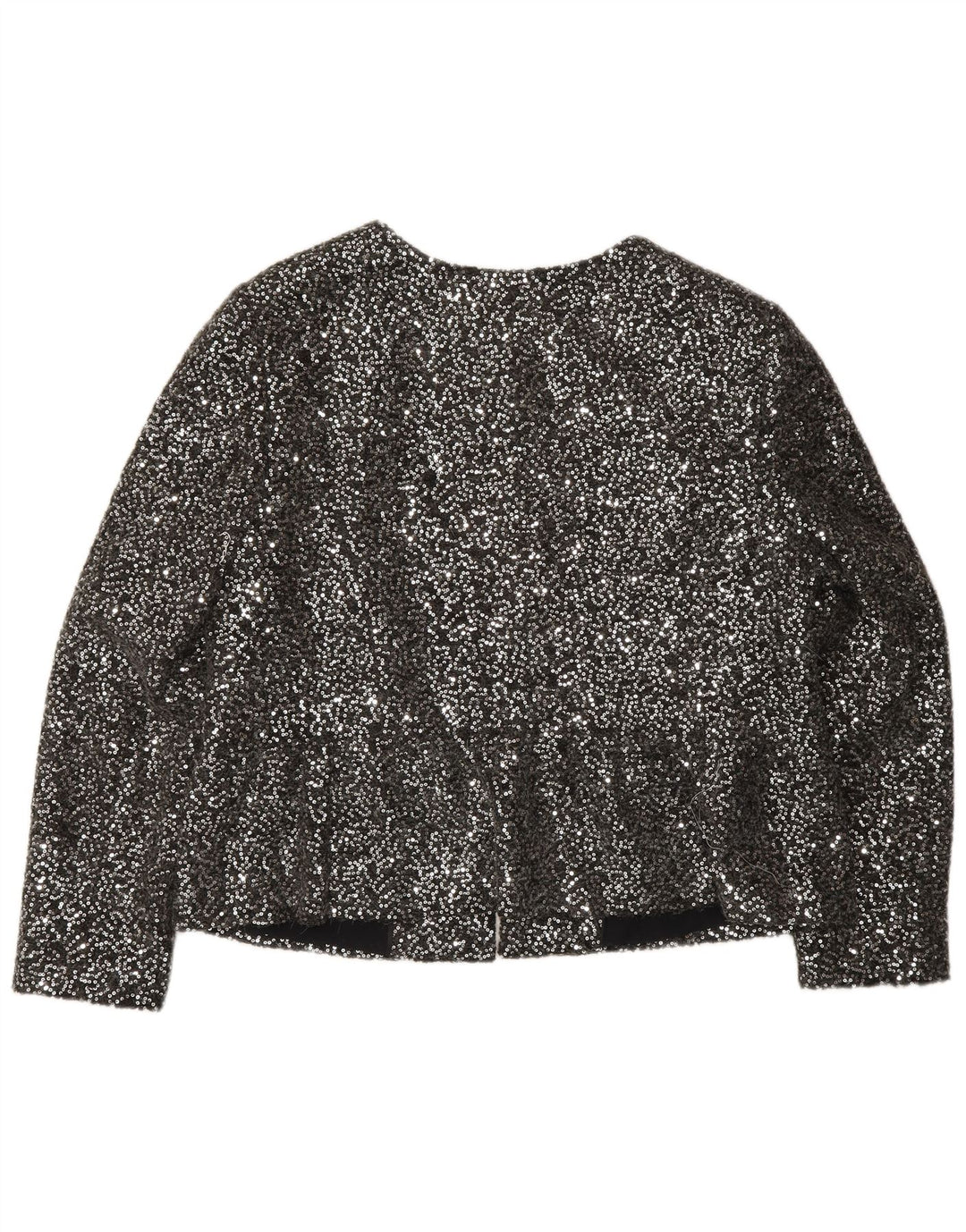 Giacca blazer con paillettes full zip da donna Marks & Spencer UK 14 argento medio