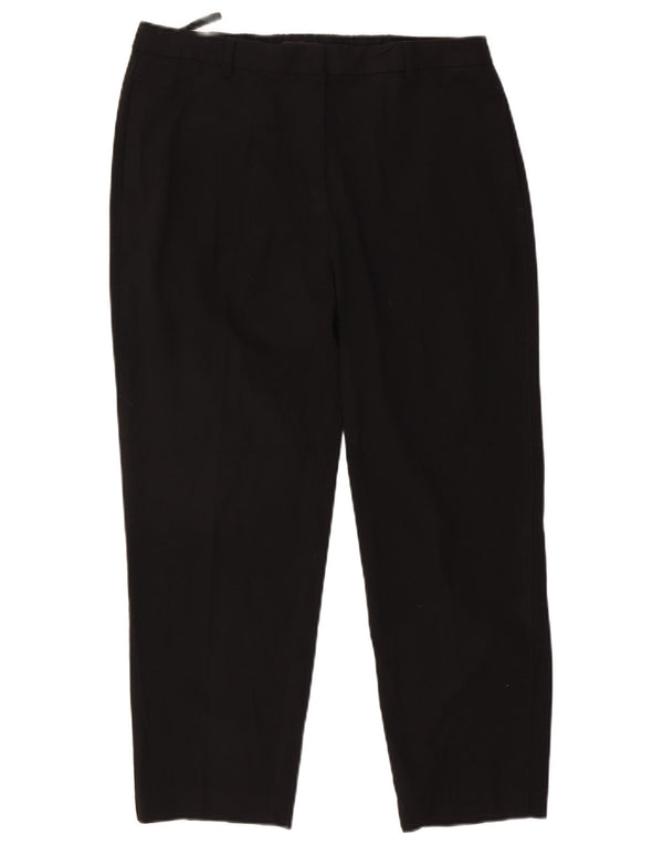 Marks & Spencer Womens Straight Cropped Trousers UK 16 Large W34 L26 Black