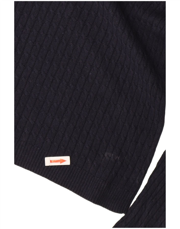 Massimo Dutti Maglione da donna con scollo a V UK 14 Large Blu Navy Seta