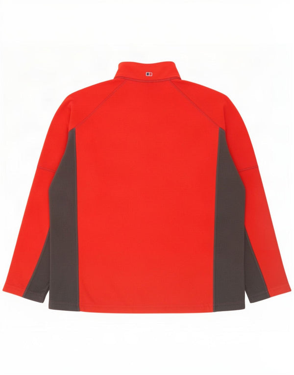 Maglione in pile da uomo Berghaus con zip e collo XL rosso a blocchi di colore